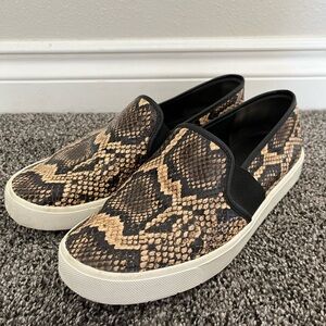 Vince Blair 5 Snake-Print Leather Slip-On Sneakers